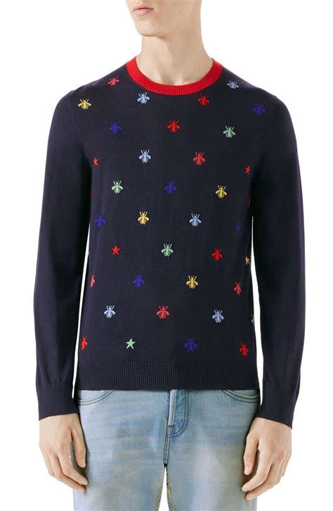 gucci loved sweater replica|Gucci bee embroidered sweater.